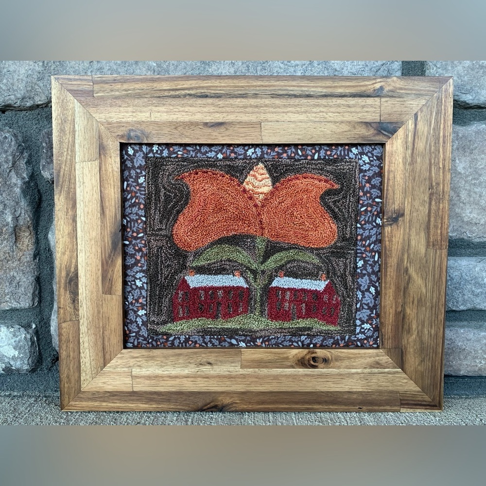 Beautiful handcrafted, framed punch needle wall art